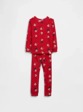Bebek & Yürümeye Başlayan Çocuklar İçin Sesame Street Organik Fırçalanmış Pamuklu Elmo Pijama Seti