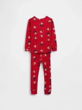 Bebek & Yürümeye Başlayan Çocuklar İçin Sesame Street Organik Fırçalanmış Pamuklu Elmo Pijama Seti