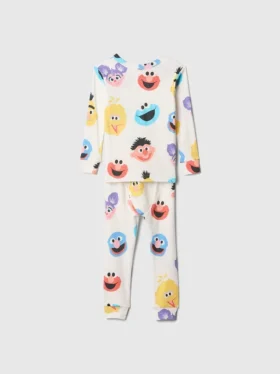 Bebek & Yürümeye Başlayan Çocuklar İçin Sesame Street Organik Fırçalanmış Pamuklu Pijama Seti