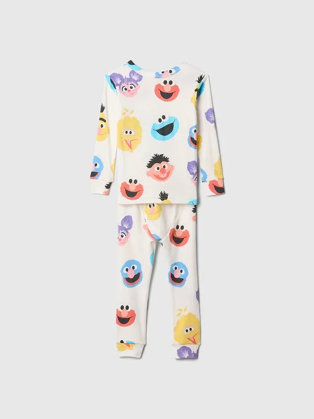 Bebek & Yürümeye Başlayan Çocuklar İçin Sesame Street Organik Fırçalanmış Pamuklu Pijama Seti