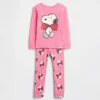 Bebek & Yürümeye Başlayan Çocuklar İçin Snoopy Organik Fırçalanmış Pamuklu Pijama Seti