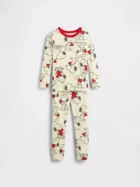 Bebek & Yürümeye Başlayan Çocuklar İçin Snoopy Organik Fırçalanmış Pamuklu Pijama Seti