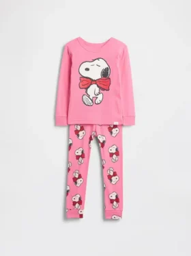 Bebek & Yürümeye Başlayan Çocuklar İçin Snoopy Organik Fırçalanmış Pamuklu Pijama Seti