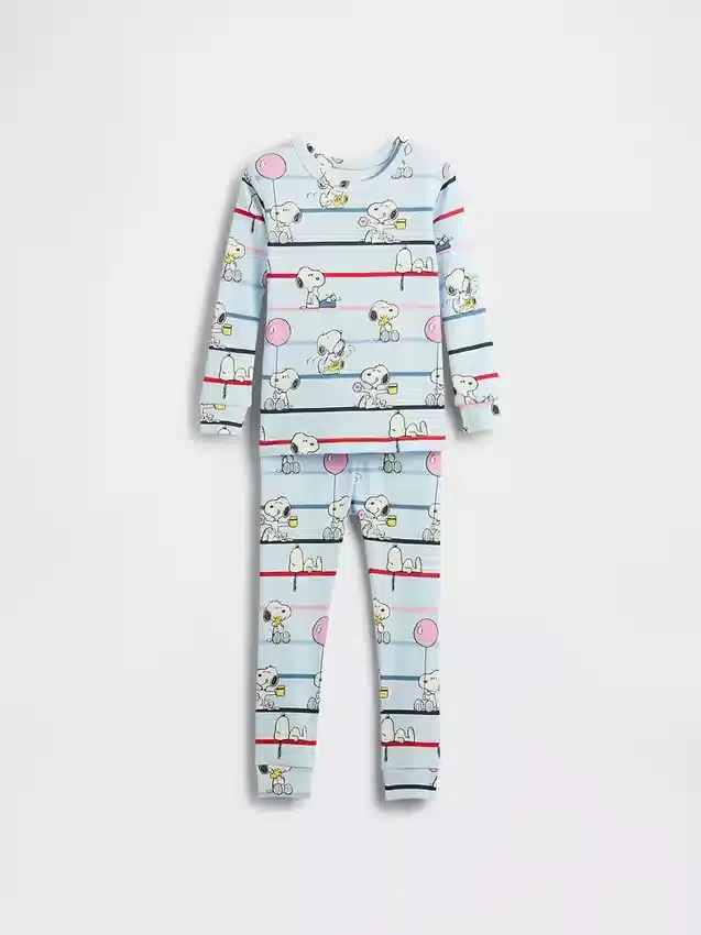 Bebek & Yürümeye Başlayan Çocuklar İçin Snoopy Organik Fırçalanmış Pamuklu Pijama Seti