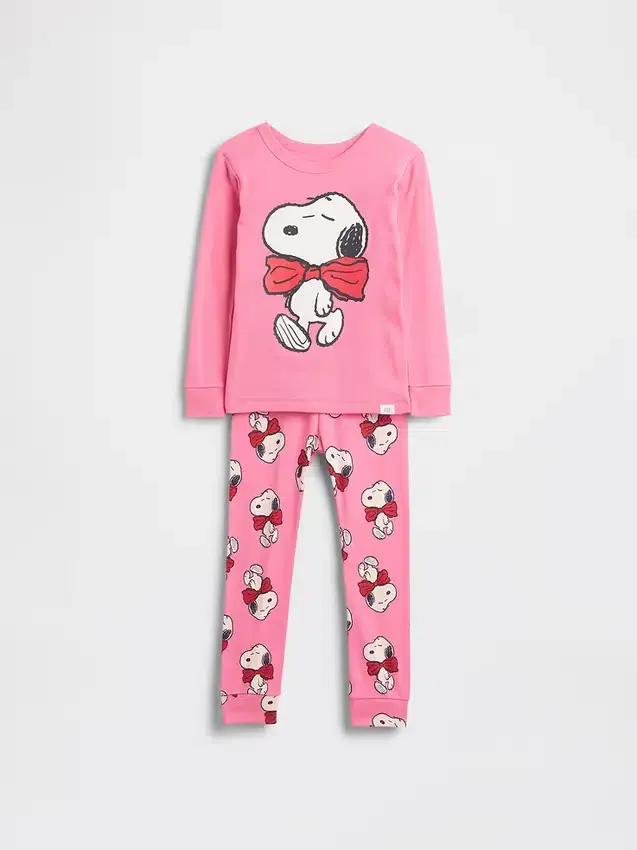 Bebek & Yürümeye Başlayan Çocuklar İçin Snoopy Organik Fırçalanmış Pamuklu Pijama Seti