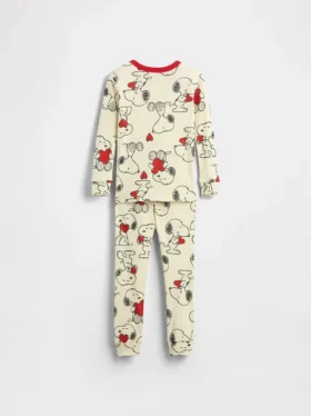 Bebek & Yürümeye Başlayan Çocuklar İçin Snoopy Organik Fırçalanmış Pamuklu Pijama Seti