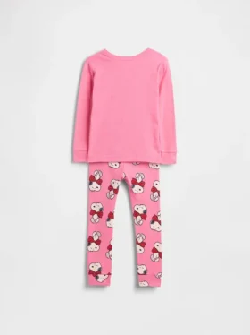Bebek & Yürümeye Başlayan Çocuklar İçin Snoopy Organik Fırçalanmış Pamuklu Pijama Seti