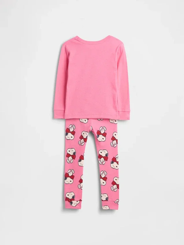 Bebek & Yürümeye Başlayan Çocuklar İçin Snoopy Organik Fırçalanmış Pamuklu Pijama Seti