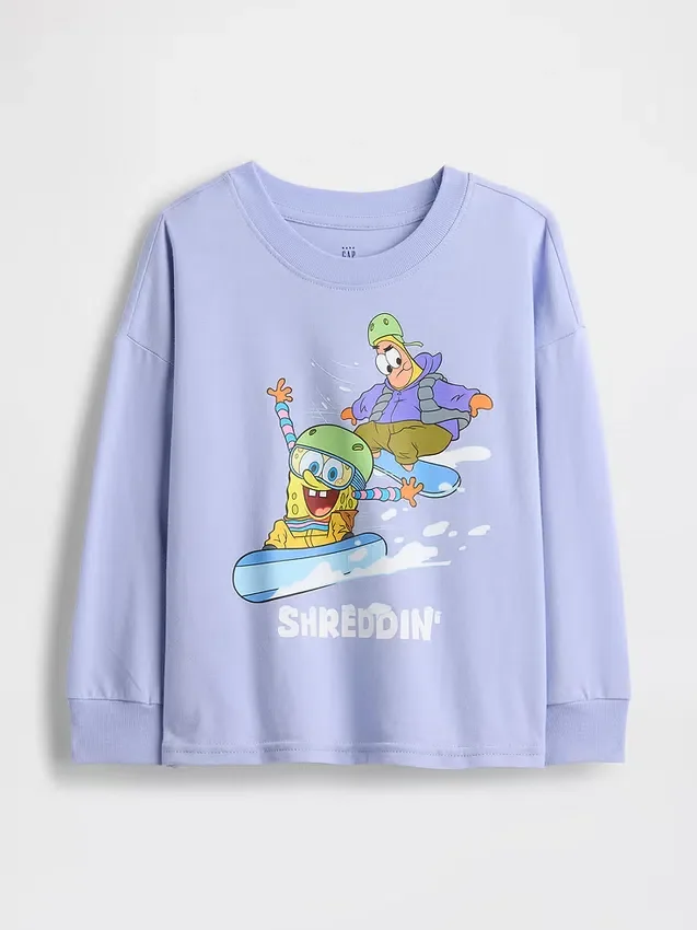 Bebek & Yürümeye Başlayan Çocuklar İçin Spongebob Squarepants Grafik Logolu Tişört
