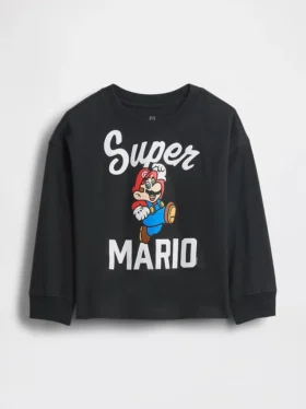 Bebek & Yürümeye Başlayan Çocuklar İçin Super Mario Desenli Tişört