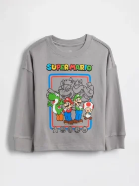 Bebek & Yürümeye Başlayan Çocuklar İçin Super Mario Desenli Tişört