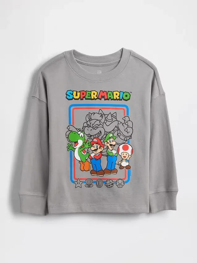 Bebek & Yürümeye Başlayan Çocuklar İçin Super Mario Desenli Tişört