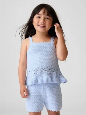 Bebek & Yürümeye Başlayan Çocuklar İçin Tığ İşi Dalgalı Kenarlı Tank Top