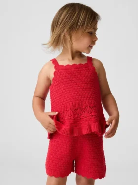 Bebek & Yürümeye Başlayan Çocuklar İçin Tığ İşi Dalgalı Kenarlı Tank Top