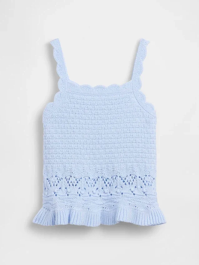 Bebek & Yürümeye Başlayan Çocuklar İçin Tığ İşi Dalgalı Kenarlı Tank Top
