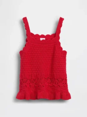 Bebek & Yürümeye Başlayan Çocuklar İçin Tığ İşi Dalgalı Kenarlı Tank Top