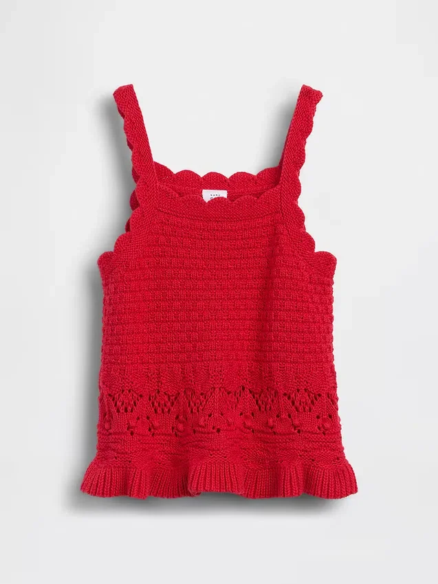 Bebek & Yürümeye Başlayan Çocuklar İçin Tığ İşi Dalgalı Kenarlı Tank Top
