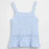 Bebek & Yürümeye Başlayan Çocuklar İçin Tığ İşi Dalgalı Kenarlı Tank Top
