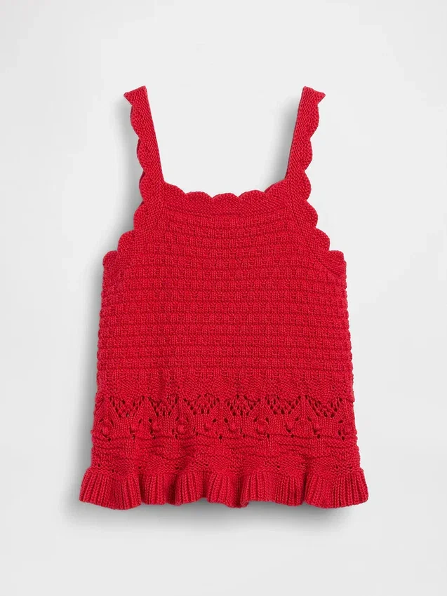 Bebek & Yürümeye Başlayan Çocuklar İçin Tığ İşi Dalgalı Kenarlı Tank Top