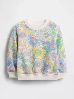 Bebek & Yürümeye Başlayan Çocuklar İçin Vintagesoft Havlu Kumaşlı Çiçek Desenli Sweatshirt