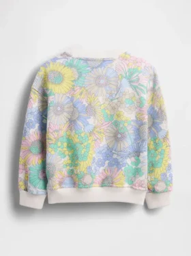 Bebek & Yürümeye Başlayan Çocuklar İçin Vintagesoft Havlu Kumaşlı Çiçek Desenli Sweatshirt