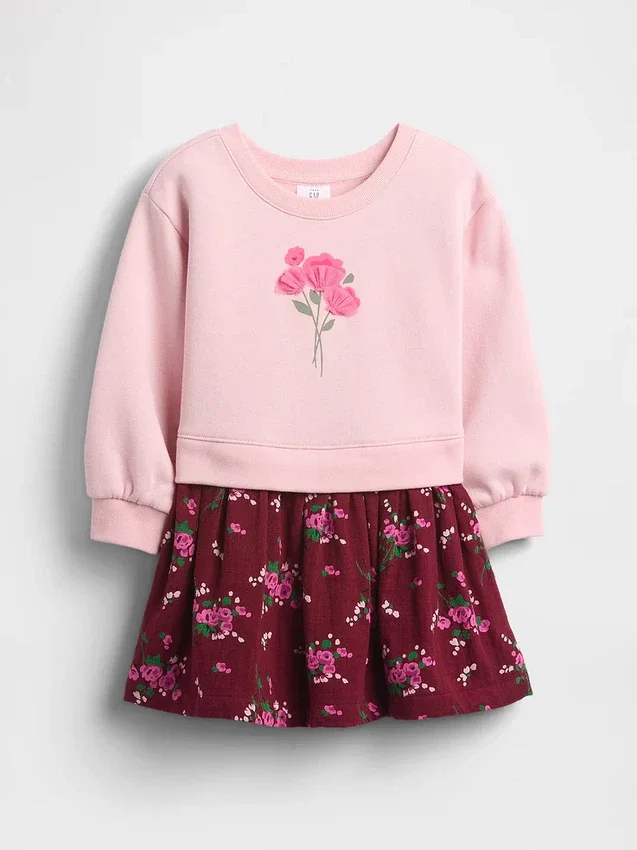 Bebek & Yürümeye Başlayan Çocuklar İçin Vintagesoft Sweatshirt Elbise