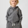 Bebek & Yürümeye Başlayan Çocuklar İçin Waffle Dokulu Fermuarlı Kapüşonlu Sweatshirt