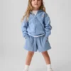 Bebek & Yürümeye Başlayan Çocuklar İçin Waffle Dokulu Fermuarlı Kapüşonlu Sweatshirt