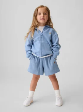 Bebek & Yürümeye Başlayan Çocuklar İçin Waffle Dokulu Fermuarlı Kapüşonlu Sweatshirt