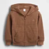 Bebek & Yürümeye Başlayan Çocuklar İçin Waffle Dokulu Fermuarlı Kapüşonlu Sweatshirt