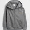 Bebek & Yürümeye Başlayan Çocuklar İçin Waffle Dokulu Fermuarlı Kapüşonlu Sweatshirt