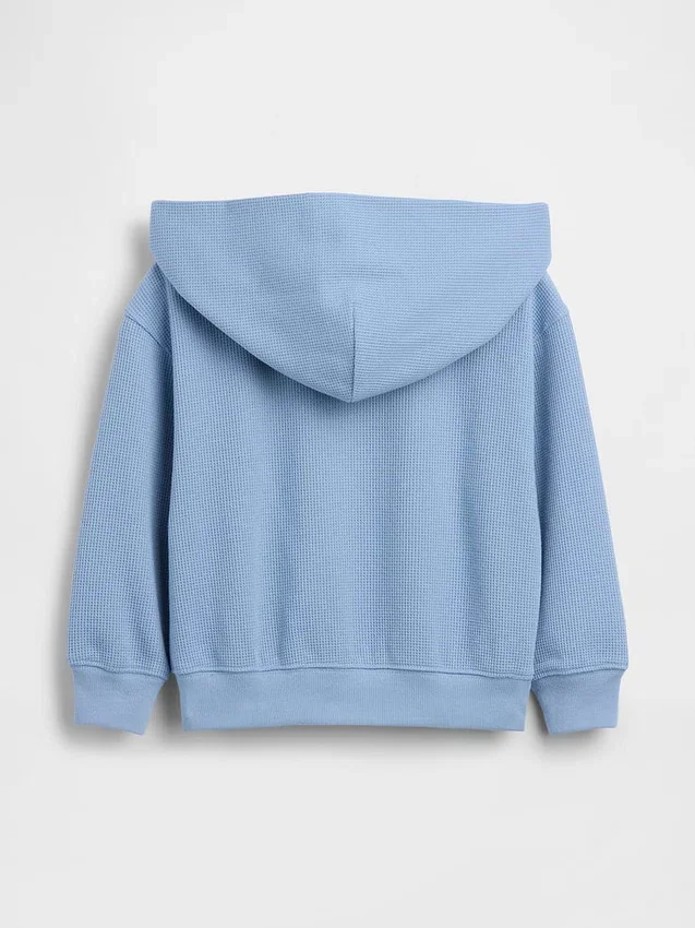 Bebek & Yürümeye Başlayan Çocuklar İçin Waffle Dokulu Fermuarlı Kapüşonlu Sweatshirt