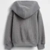 Bebek & Yürümeye Başlayan Çocuklar İçin Waffle Dokulu Fermuarlı Kapüşonlu Sweatshirt