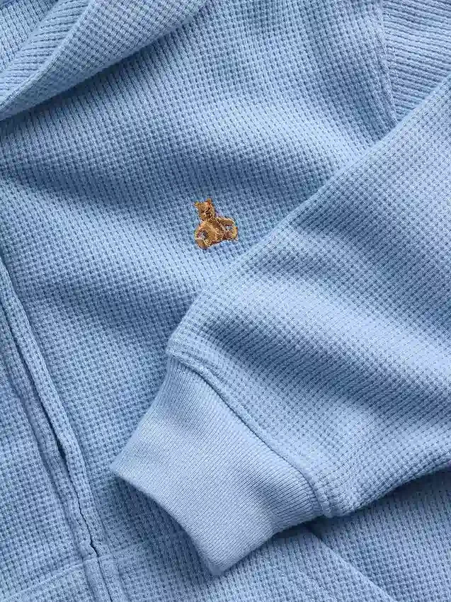Bebek & Yürümeye Başlayan Çocuklar İçin Waffle Dokulu Fermuarlı Kapüşonlu Sweatshirt