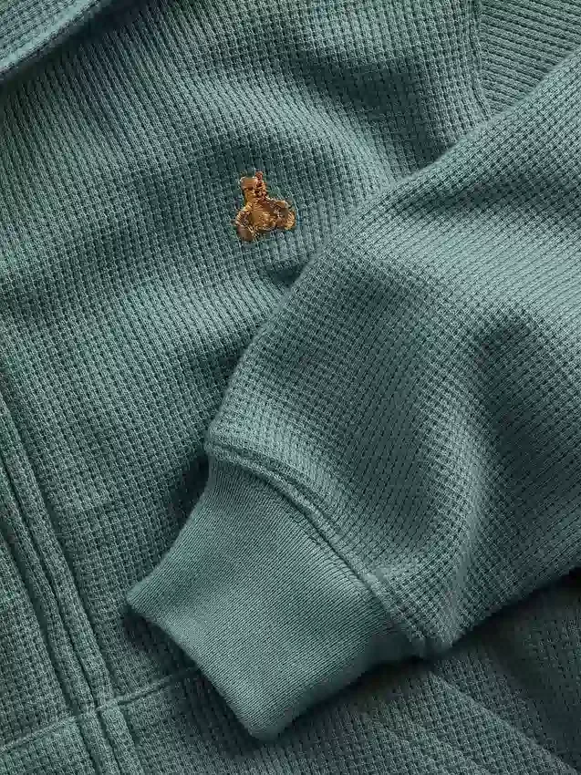 Bebek & Yürümeye Başlayan Çocuklar İçin Waffle Dokulu Fermuarlı Kapüşonlu Sweatshirt