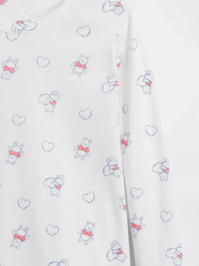 Bebek & Yürümeye Başlayan Çocuklar İçin Winnie the Pooh Organik Fırçalanmış Pamuklu Pijama Seti