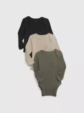 Bebeklerin İlk Favorileri İnce Nervürlü Çıtçıtlı Body (3'lü Paket)