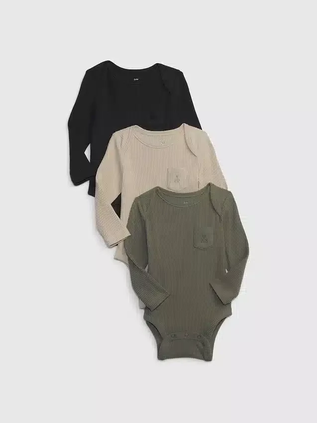 Bebeklerin İlk Favorileri İnce Nervürlü Çıtçıtlı Body (3'lü Paket)