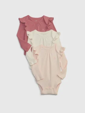Bebeklerin İlk Favorileri İnce Nervürlü Çıtçıtlı Body (3'lü Paket)
