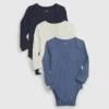 Bebeklerin İlk Favorileri İnce Nervürlü Çıtçıtlı Body (3'lü Paket)