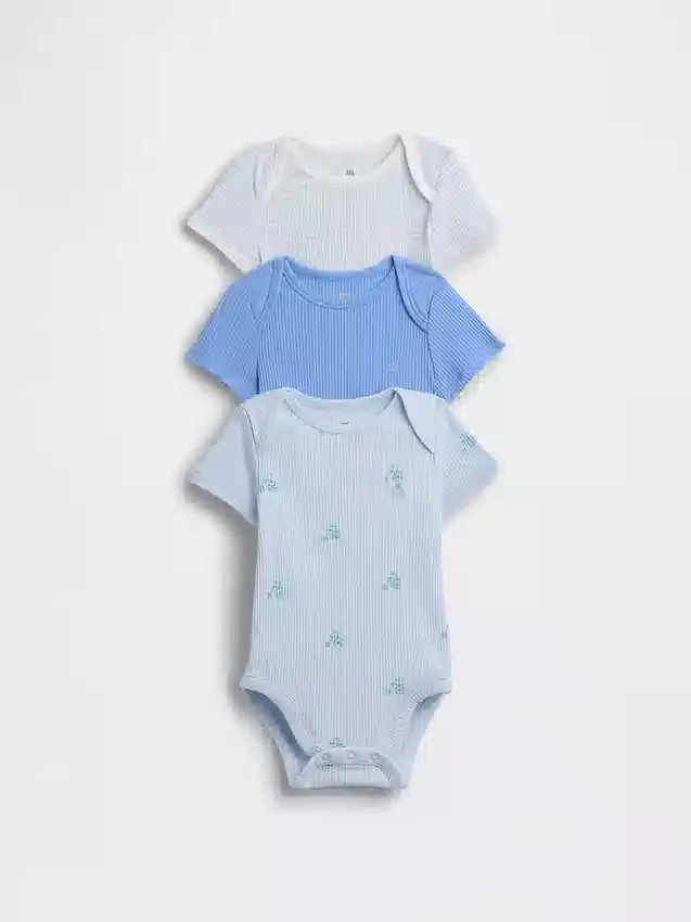 Bebeklerin İlk Favorileri İnce Nervürlü Çıtçıtlı Body (3'lü Paket)