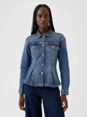 Bel Kısmış Denim Ceket