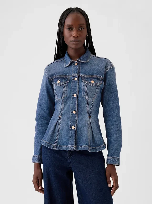 Bel Kısmış Denim Ceket