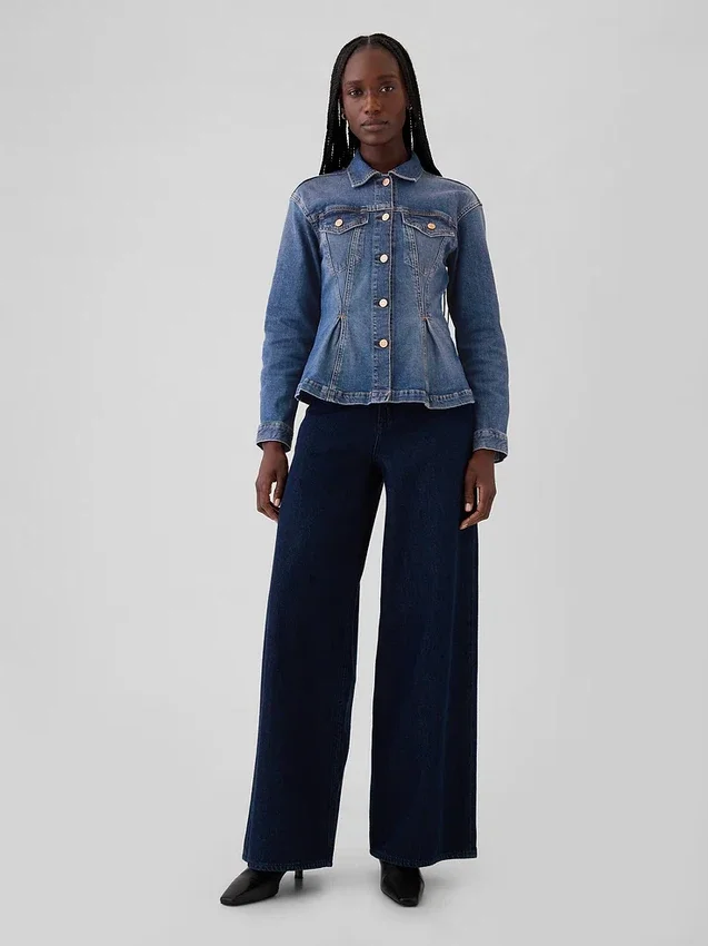 Bel Kısmış Denim Ceket