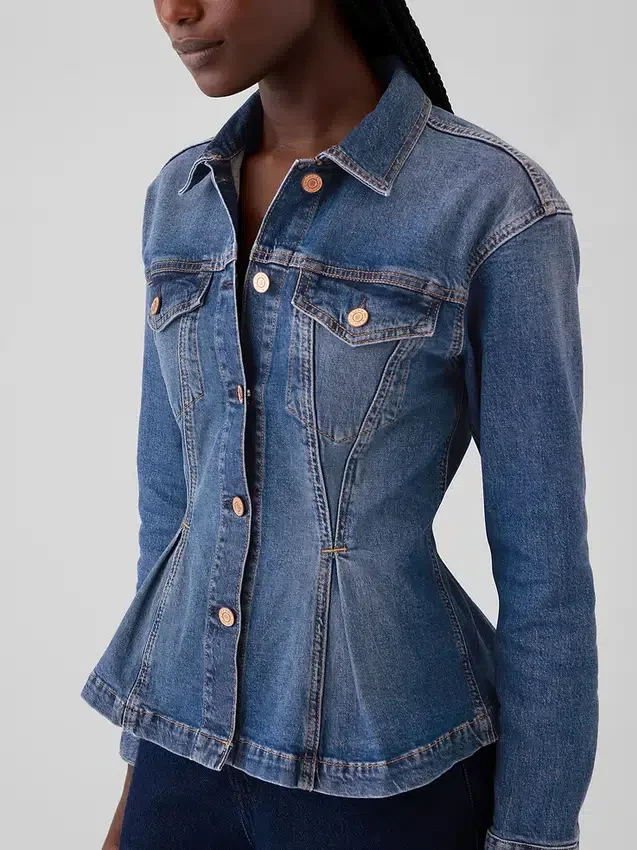 Bel Kısmış Denim Ceket
