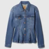 Bel Kısmış Denim Ceket