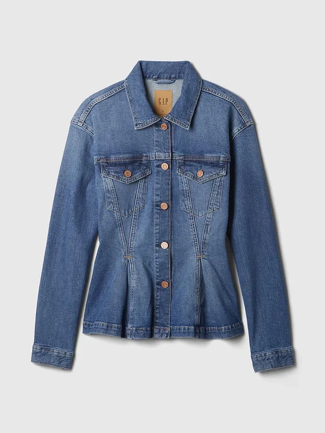 Bel Kısmış Denim Ceket