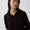 CashSoft Bol Kesim Kablo Örgü Kapüşonlu Sweatshirt