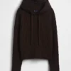 CashSoft Bol Kesim Kablo Örgü Kapüşonlu Sweatshirt