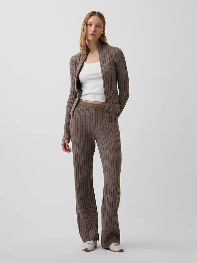 CashSoft Kablo Örgü Bootcut Kazak Pantolon